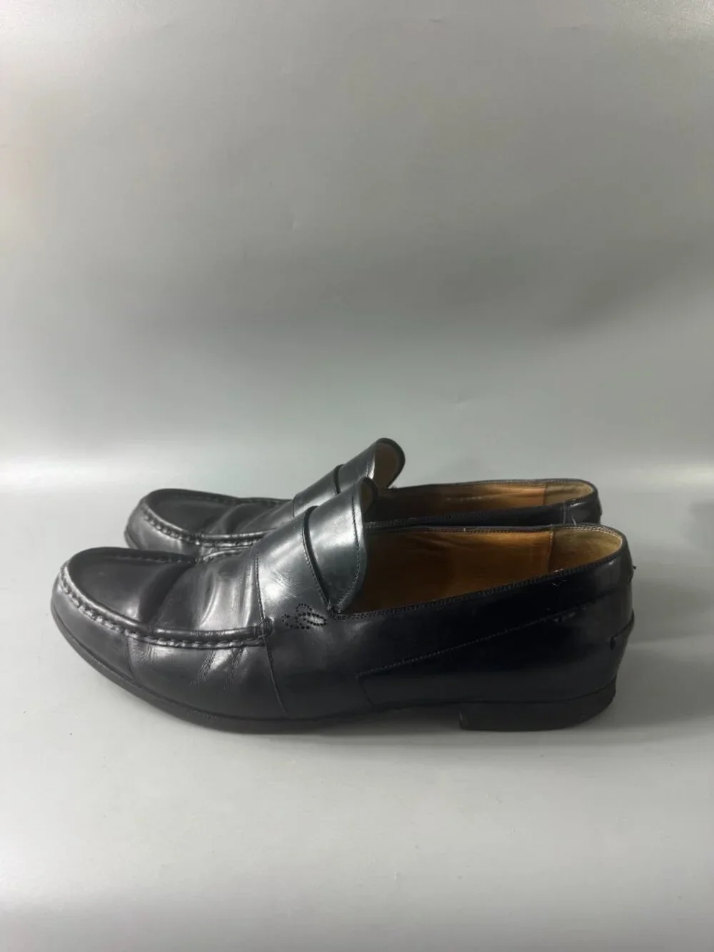 Gucci Men's Black Patent Leather Made Italy Slip On Penny Loafers, Size 11